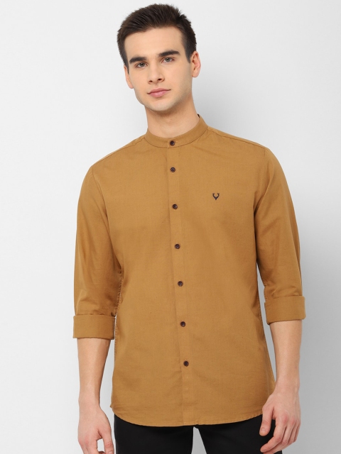 Allen Solly Men Brown Slim Fit Solid Casual Shirt