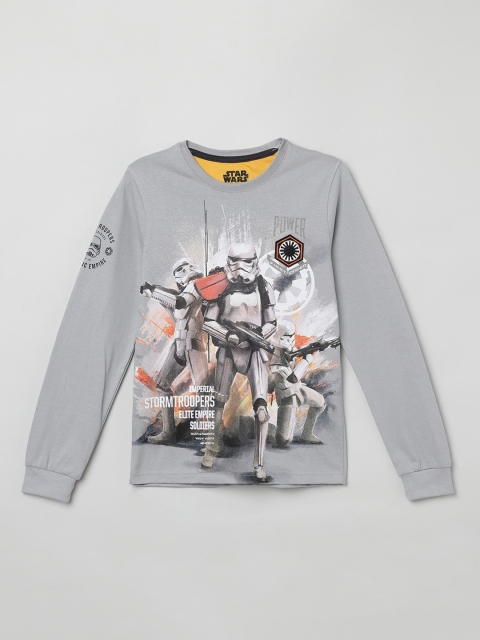 max Boys Grey & Black Star Wars Print T-shirt