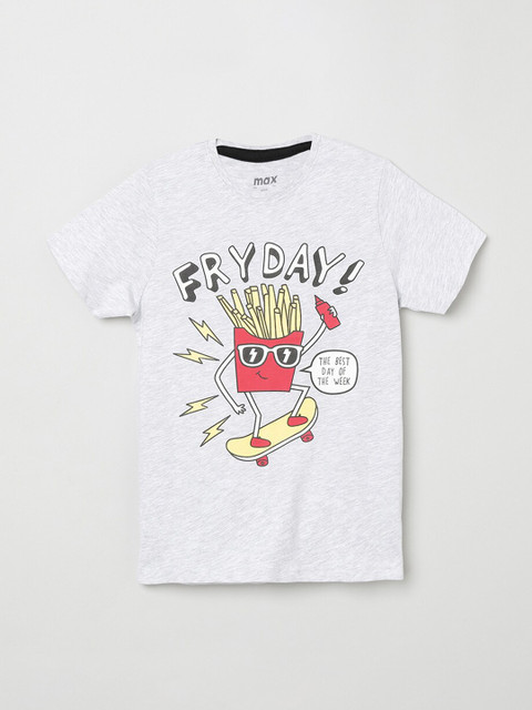 max Boys Grey Melange Printed Round Neck T-shirt
max Boys Grey Melange Printed Round Neck T-shirt