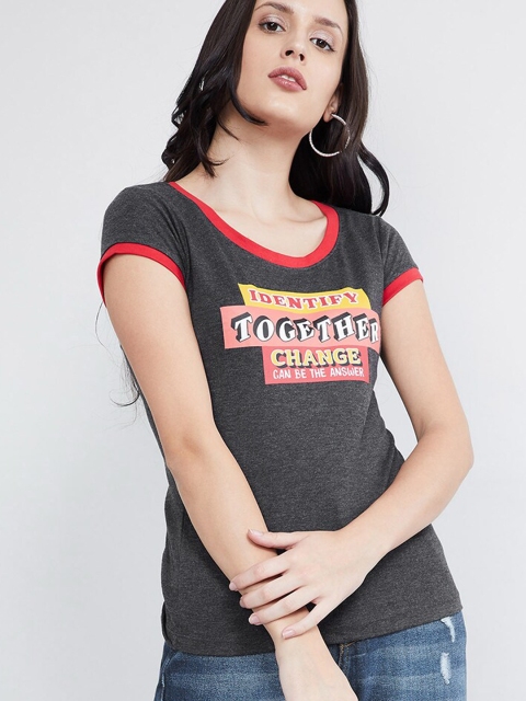 max Women Grey Printed Top