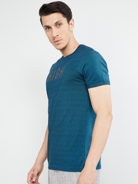 max Men Blue Slim Fit Solid Round Neck T-shirt