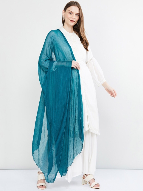 max Teal Green Solid Dupatta
