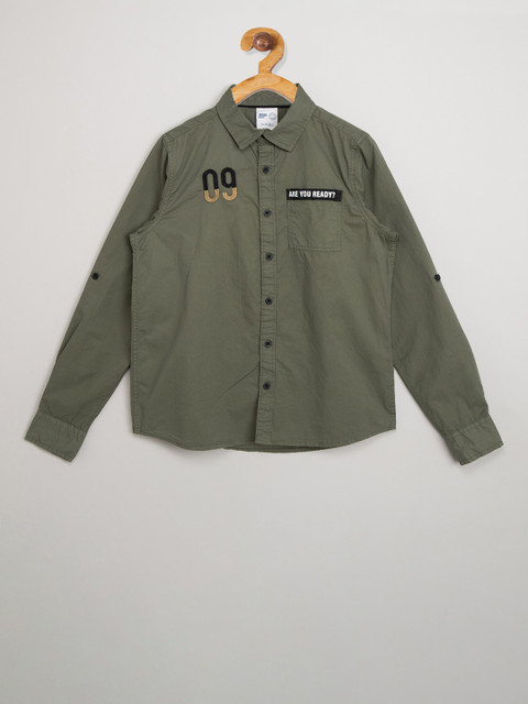 max Boys Olive Green Solid Casual Shirt
max Boys Olive Green Solid Casual Shirt