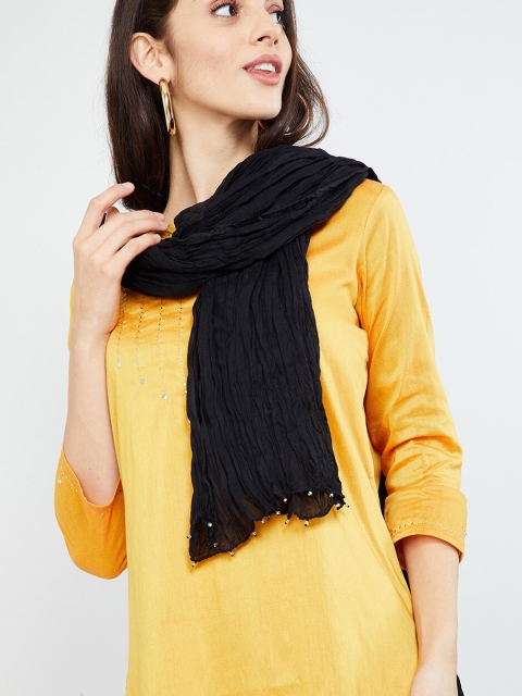 max Black Solid Dupatta