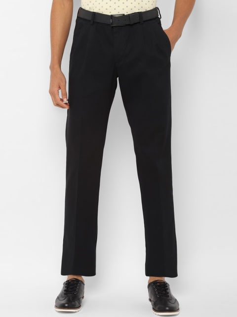 Allen Solly Men Black Regular Fit Solid Regular Trousers