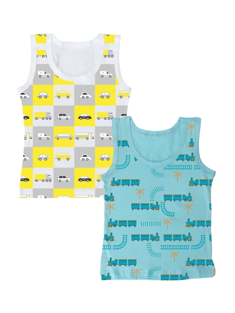 You Got Plan B Boys Pack Of 2 Printed Innerwear Vests VB-Joyrides: 2-4, White