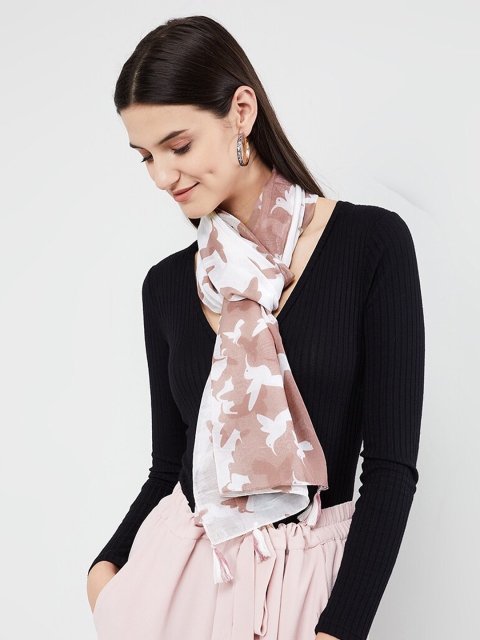 max Women Pink & White Printed Scarf