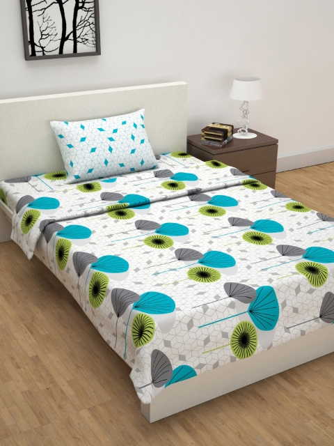 Divine Casa White & Turquoise Blue Floral Single Bed Bedsheet With Pillow Cover & Dohar
Divine Casa White & Turquoise Blue Floral Single Bed Bedsheet With Pillow Cover & Dohar