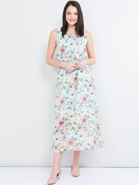 max Women Blue Printed Sheath Dress