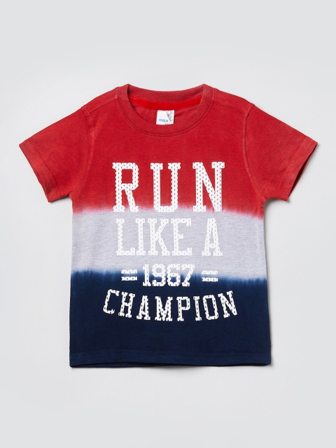 max Boys Multicoloured Colourblocked Round Neck T-shirt, Multi