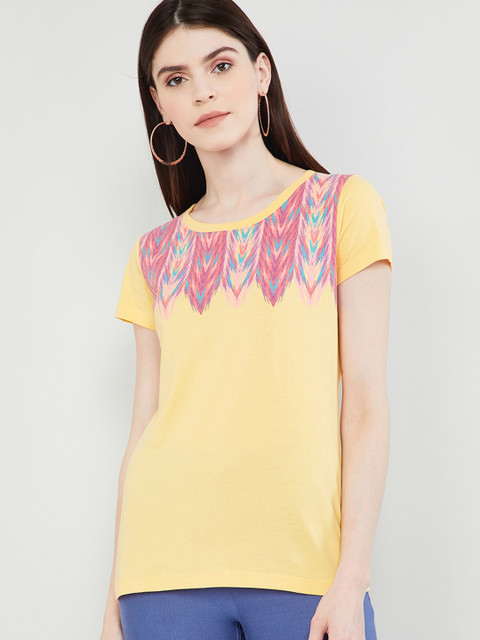 max Women Yellow & Pink Printed Top 
max Women Yellow & Pink Printed Top