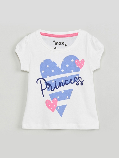 max Girls White Printed Top