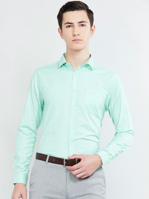 max Men Green Slim Fit Solid Semiformal Shirt