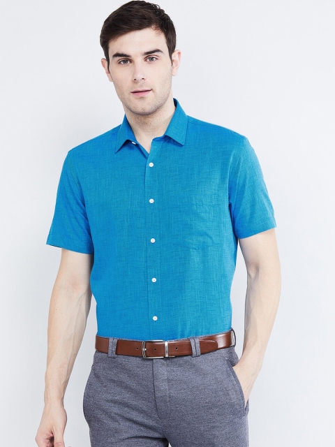max Men Blue Regular Fit Solid Semiformal Shirt