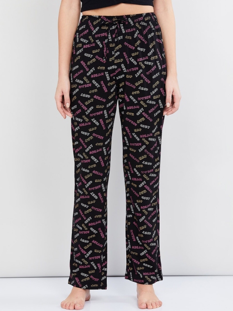max Women Black Printed Lounge Pants