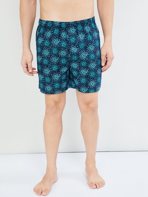 max Men Navy Blue & Turquoise Blue Printed Boxers BGWI19BX14BLUE