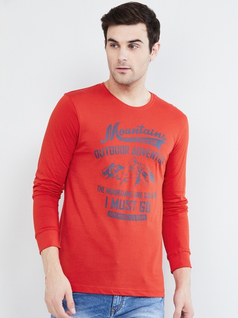 max Men Red Printed Round Neck T-shirt