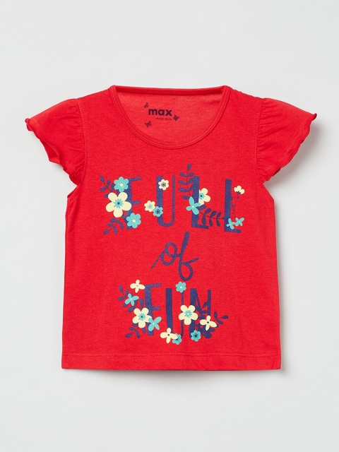 max Girls Red Printed Top