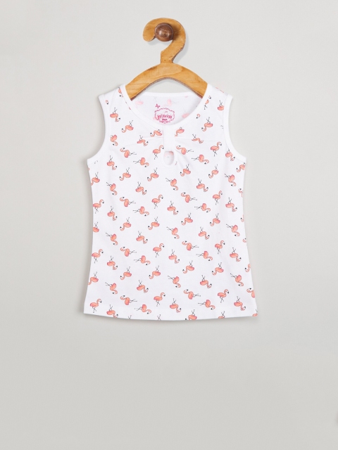 max Girls White Printed Top
