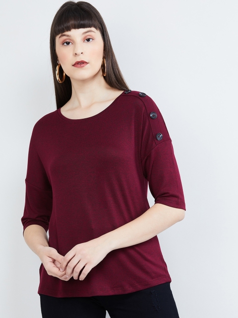 max Women Maroon Solid Top