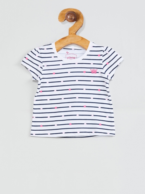 max Girls White & Blue Striped Top