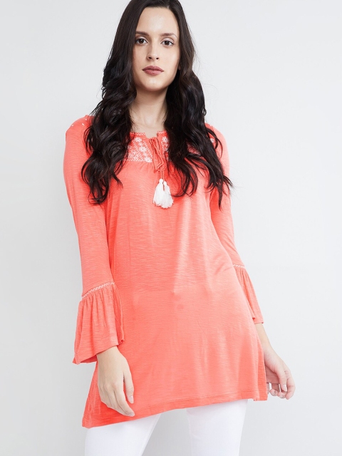 max Women Pink Solid A-Line Top