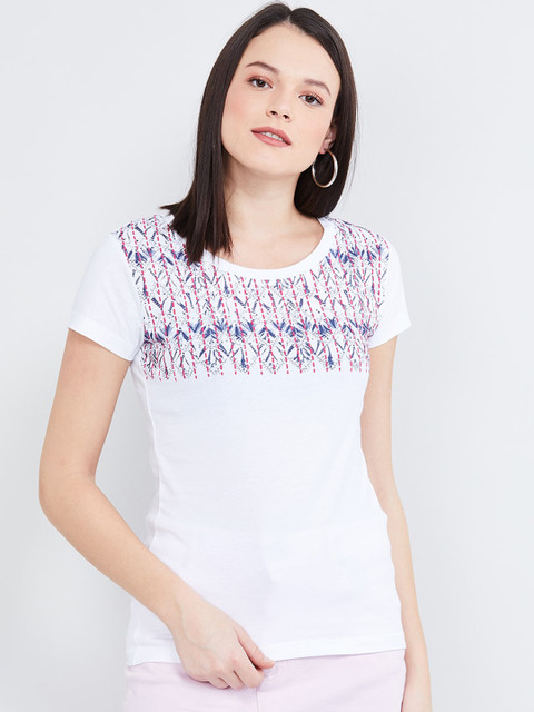 max Women White Printed Round Neck T-shirt
max Women White Printed Round Neck T-shirt