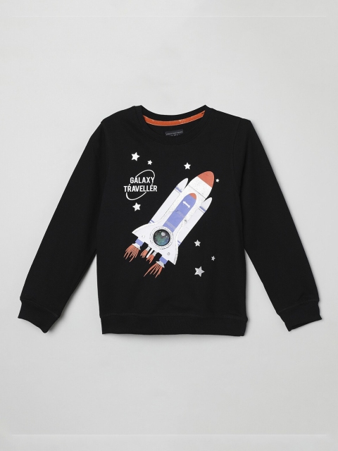 max Boys Black Printed Sweatshirt