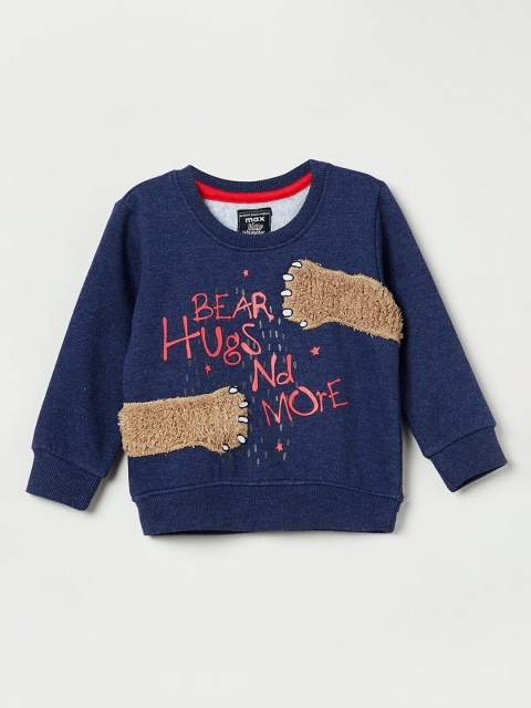 max Boys Blue & Beige Printed Sweatshirt