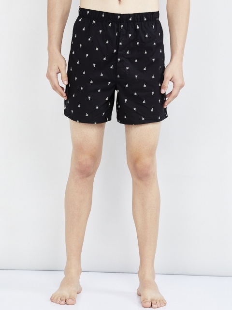 max Men Black & White Printed Boxers AOPSP20BX03BLACK