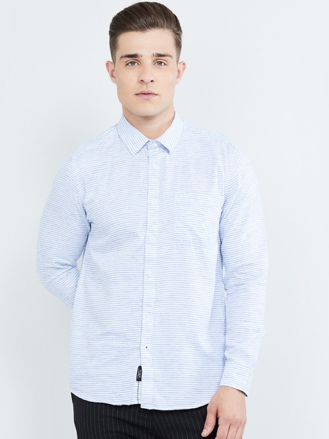 max Men Blue & White Regular Fit Striped Casual Shirt