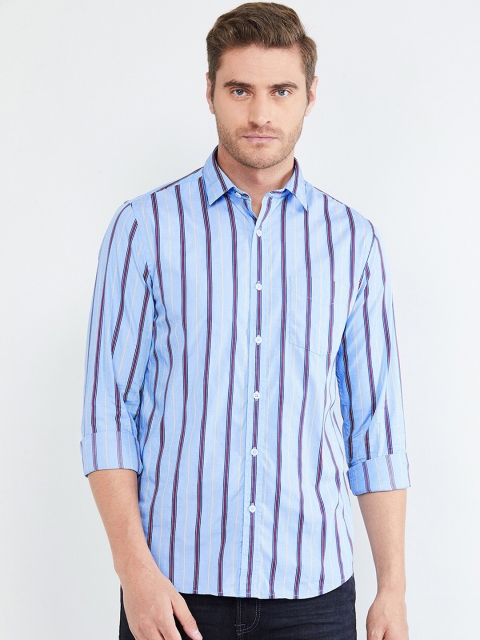 max Men Blue Regular Fit Striped Casual Shirt