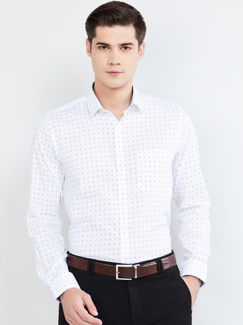 max Men White & Blue Slim Fit Printed Formal Shirt