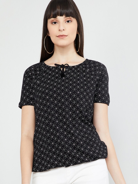 max Women Black & White Printed Top