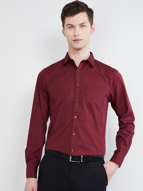 max Men Maroon Slim Fit Solid Semiformal Shirt