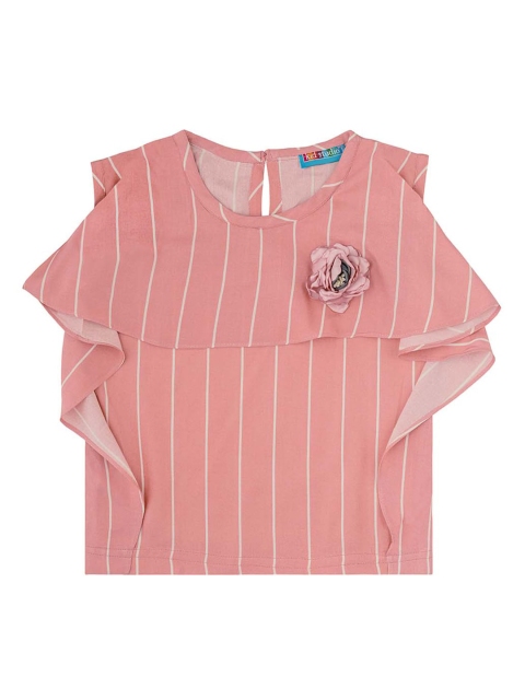 Kid Studio Girls Peach-Coloured Striped Layered Pure Cotton Top with Floral Applique Detail
Kid Studio Girls Peach-Coloured Striped Layered Pure Cotton Top with Floral Applique Detail