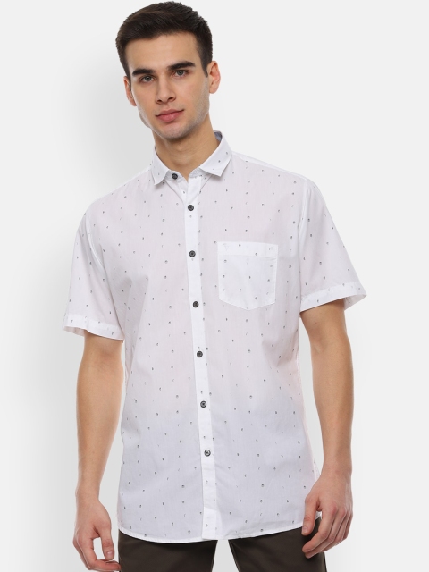 Van Heusen Sport Men White & Grey Slim Fit Printed Casual Shirt