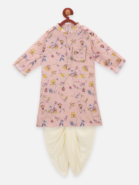 LilPicks Boys Pink & Beige Printed Kurta with Dhoti Pants