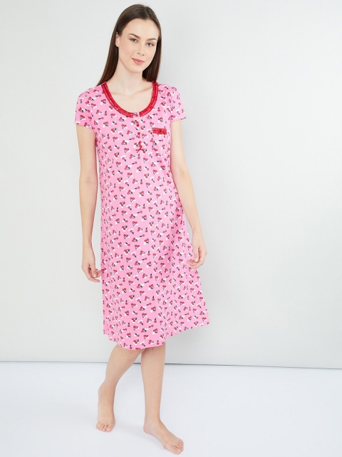 max Women Pink Printed Nightdress