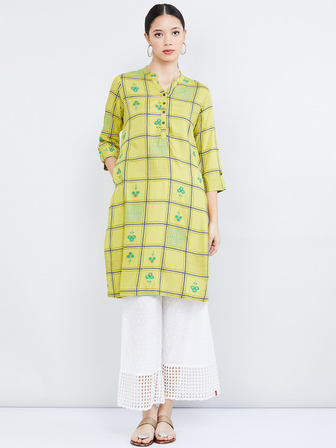 max Women Lime Green Printed Straight Kurta
max Women Lime Green Printed Straight Kurta