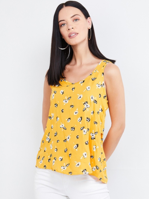 max Women Yellow Printed Top