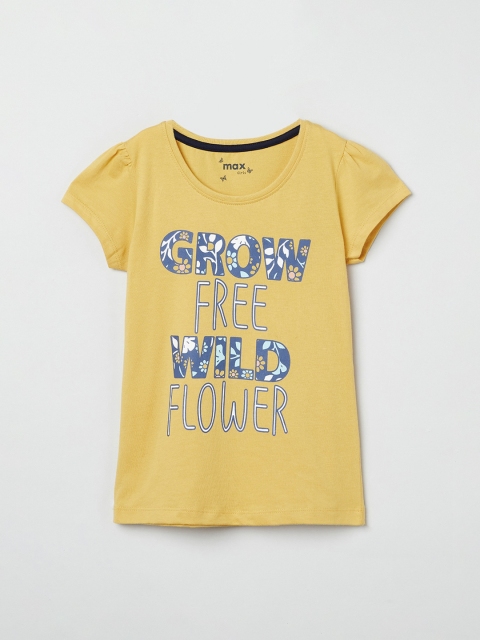 max Girls Yellow & Blue Printed Top