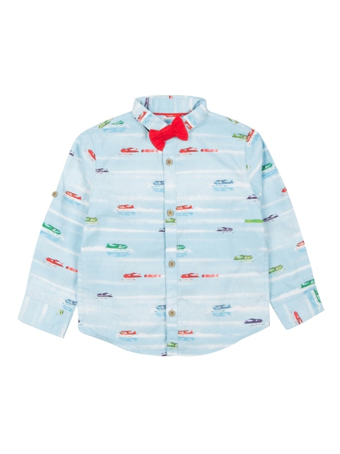 Donuts Boys Blue Regular Fit Printed Casual Shirt