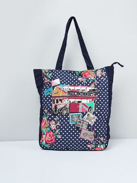 max Navy Blue Printed Tote Bag