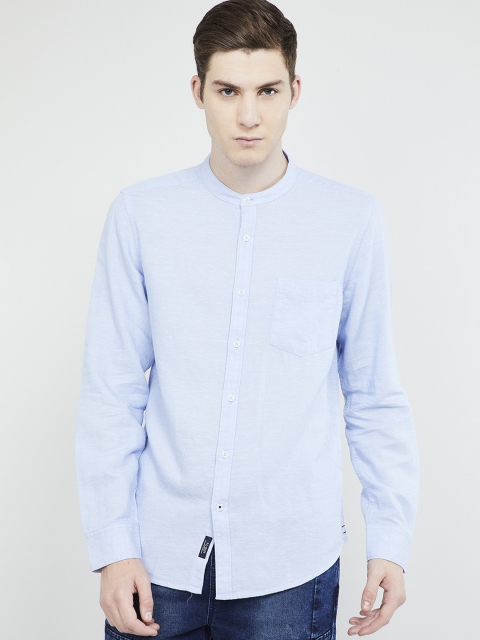 max Men Blue Solid Casual Shirt