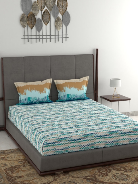 Trident Turquoise Blue & Beige Abstract 130 TC Cotton 1 Queen Bedsheet with 2 Pillow Covers
Trident Turquoise Blue & Beige Abstract 130 TC Cotton 1 Queen Bedsheet with 2 Pillow Covers