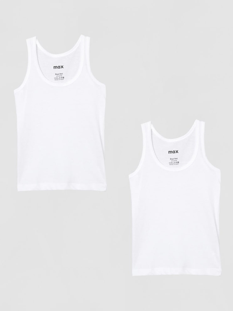max Boys Pack Of 2 White Solid Basic Innerwear Vests NOS19WDIN09WHITE