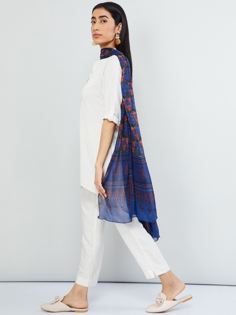 max Women Blue Printed Dupatta