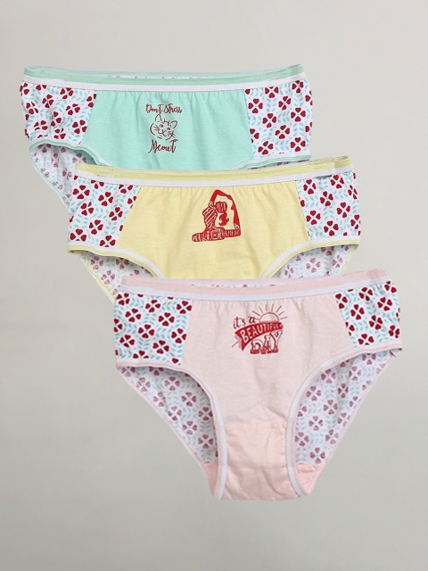 max Girls Pack Of 3 Multicoloured Basic Briefs W18EIN04MULTI, Multi