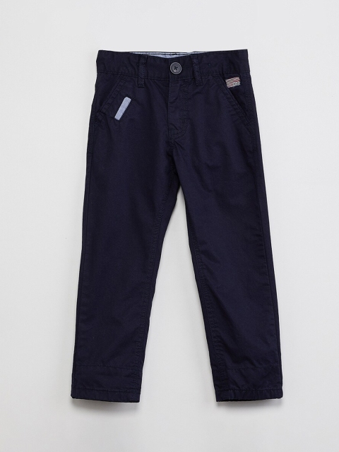 max Boys Navy Blue Regular Fit Solid Regular Trousers